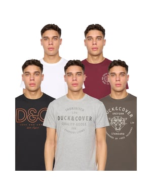 Duck and Cover Heren Corsure Geassorteerde Ontwerpen T-shirt (Set van 5) (Veelkleurig)