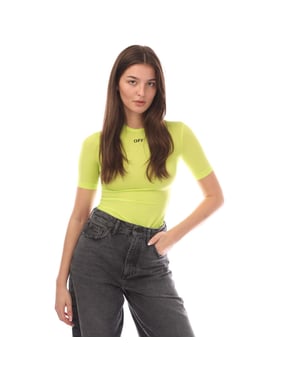 Off White Dames/Dames Off Stamp Sec Skin Crew Hals T-shirt (Geel)