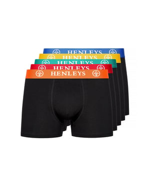 Henleys Heren Primas Boxershorts (Set van 5) (Zwart)