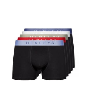 Henleys Mens Blackiris Boxer Shorts (Pack of 5) (Black)