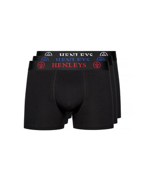 Henleys Heren Trilock Boxershorts (Set van 3) (Zwart)