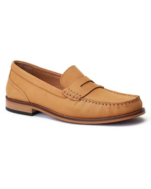 Base London Garfield Leren Heren Loafers In Verbrande Tan Kleur.