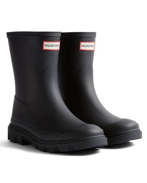 Hunter Downpour Korte Laars Rubber Dames Zwarte Wellington Laarzen