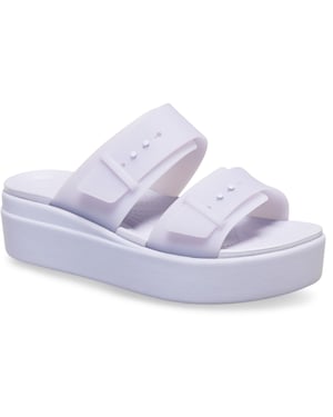Crocs Brooklyn Buckle Low Wedge Women's Purple Moon Sandals