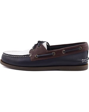 Sperry Authentic Original 2 Eye Leren Heren Bootschoenen In Marineblauw/Wit/Bruin