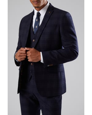 Slim Fit Ryder Navy Check Jacket