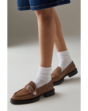 Faith: Betsy Suede Western Buckle Chunky Loafers