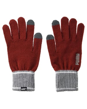 Puma Unisex gebreide winterhandschoenen voor volwassenen (Rood/Grijze Heide)
