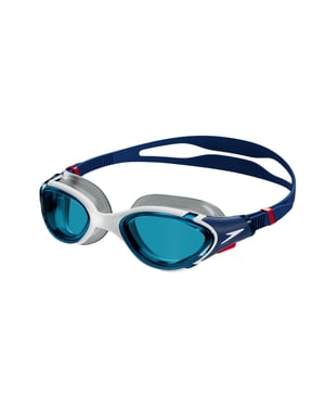 Speedo Heren Biofuse zwembril (Blauw/Wit/Rood)