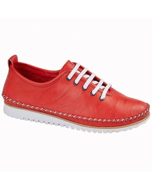 L988D 5-Eye Lace Womens Leather Shoes Red