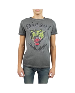 DIESEL T SONS Mens T Shirts Short Sleeve Tiger Print Casual Summer Cotton Tees