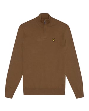 Lyle & Scott Plain Branded Cotton Merino Quarter Zip Wild Nettle Jumper