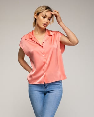 Blouse met V-hals en revers