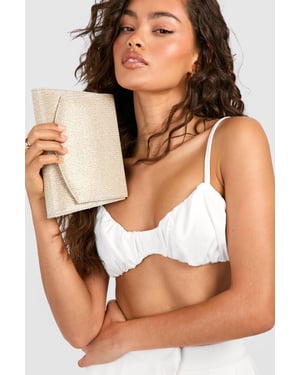 Gold Glitter Envelope Clutch Bag