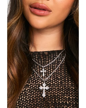 Cross Double Pendant Necklace