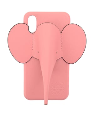 Loewe Womens Elephant Phone Cover X/Xs Grained Leather Elephant Shape Head With Crossbody Strap IPhone Case