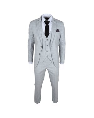 Heren Grijze Geruite 3-delige Pak Slim Fit