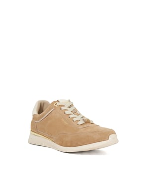 Dune Ladies Entitle - Brown Leather Lace Up Runner Trainers