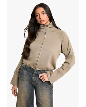 Funnel Neck Zip Through Oversized Boxy Sweat