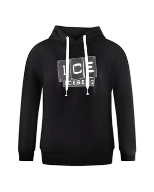 Ice Iceberg Bold Blocked Logo Black Hoodie