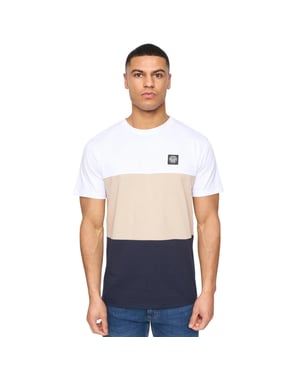 Henleys Heren Henpanel Kleurblok Katoenen T-Shirt (Wit)