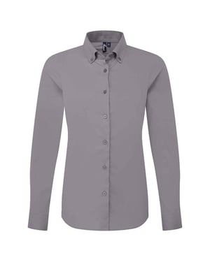 Premier Womens/Ladies Supreme Oxford Long-Sleeved Formal Shirt (Steel)