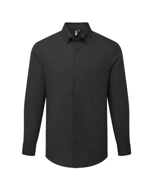 Premier Mens Supreme Oxford Long-Sleeved Formal Shirt (Black)