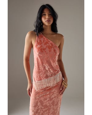 Devore One Shoulder Fringe Cami Top