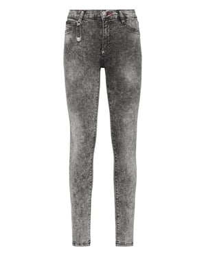 Högmidjade jeggings med ikonisk plein