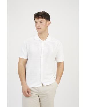 Off White Knitted Short Sleeve Shirt