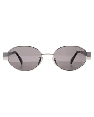 Celine Oval Womens Shiny Palladium Smoke Grey Metal Triomphe CL40235U