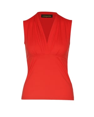 Rode mouwloze jersey top met V-hals – stretchkatoenmix