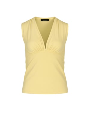 Yellow Sleeveless V-Neck Fitted Top – Soft Viscose-Blend Fabric