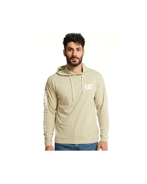 Caterpillar Hoodie Lange Mouwen Katoenen Heren Beigekleurig T-Shirt