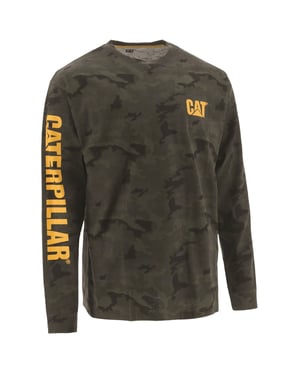 Caterpillar Merkenband Lange Mouwen Katoenen Heren Groen T-Shirt