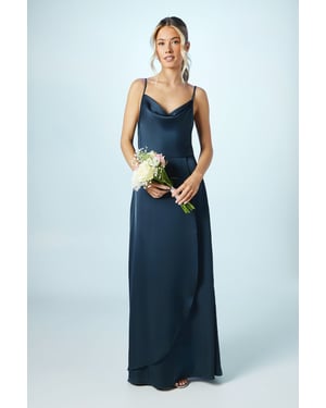 Teen Cowl Front Waterfall Skirt Bridesmaids Dress