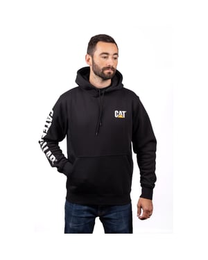Caterpillar Merkenbanner Katoenen Zwarte Hoodie voor Mannen