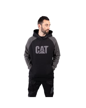 Caterpillar Raglan Katoenen Zwarte Hoodie voor Mannen