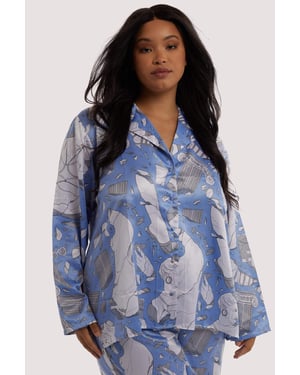 Playful Promises Logan Spector Statues Drop Hem Long Sleeve Pj Top