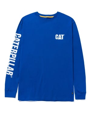 Caterpillar Merkbanner Lange Mouwen Katoenen Herenblauw T-Shirt