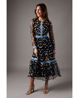 Embroidered Floral Maxi Dress