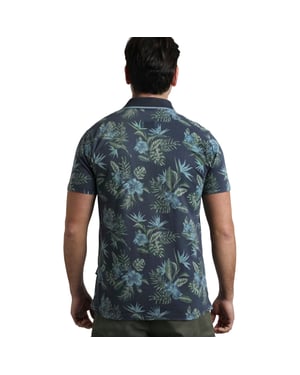 Weird Fish Heren Sarat Bedrukt Poloshirt (Marine)