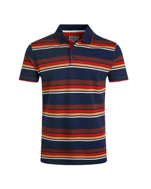 Weird Fish Mens Sunbury Stripe Organic Cotton Polo Shirt (Dark Blue)