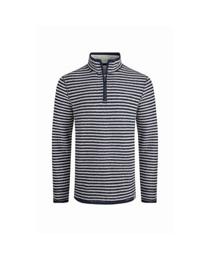 Weird Fish Heren Shorling Stripe Macaroni Quarter Zip Trui (Ecru)