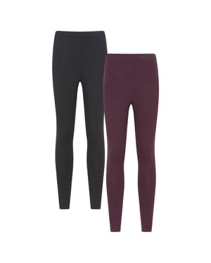 Mountain Warehouse Dames Katoenmix Middelgewicht Leggings (Verpakking van 2) (Bessen)