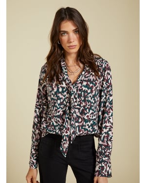 Effie Printed Tie Neck Blouse