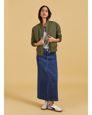 Nia Organic Stretch Denim Long Skirt