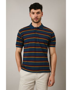 Navy College Stripe Polo Shirt