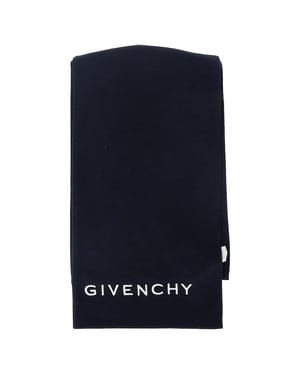 Givenchy Logo Sjaal in Navy Blauw Wol