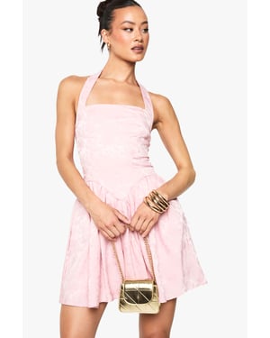Tall Halter Jaquard Square Neck Skater Dress